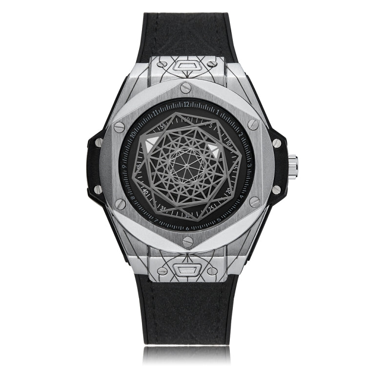 CAGARNY 6868 Geometric Polygon Dial Quartz Dual Movement Watch Men TPU Strap Watch