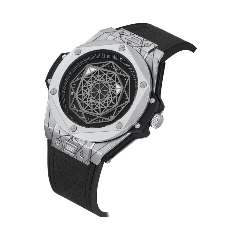 CAGARNY 6868 Geometric Polygon Dial Quartz Dual Movement Watch Men TPU Strap Watch