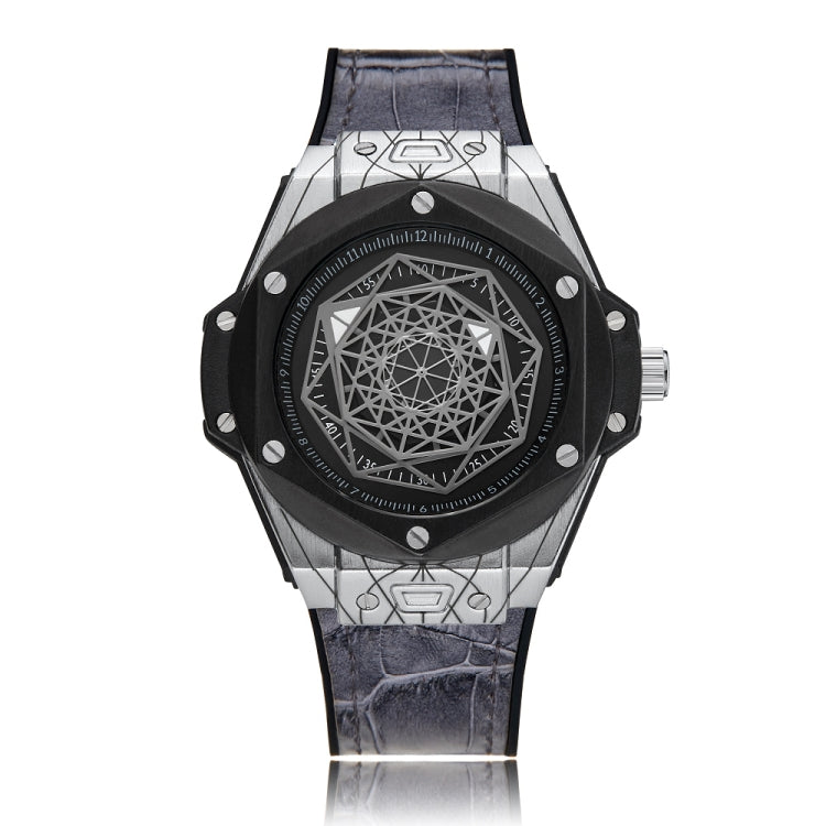 CAGARNY 6868 Geometric Polygon Dial Quartz Dual Movement Watch Men TPU Strap Watch
