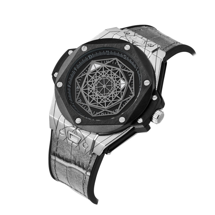 CAGARNY 6868 Geometric Polygon Dial Quartz Dual Movement Watch Men TPU Strap Watch