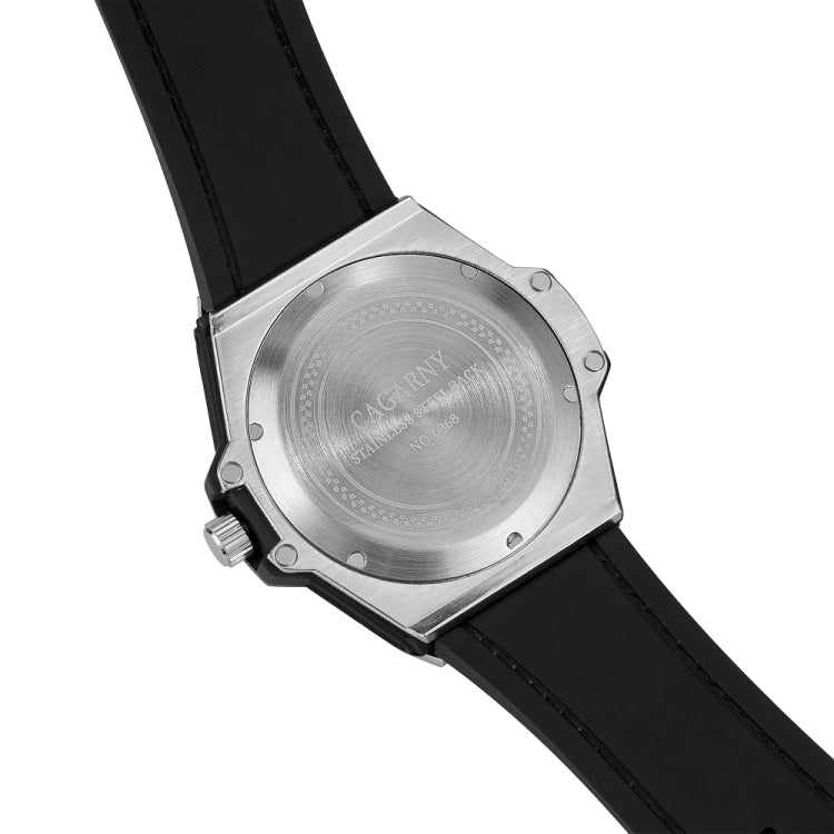 CAGARNY 6868 Geometric Polygon Dial Quartz Dual Movement Watch Men TPU Strap Watch