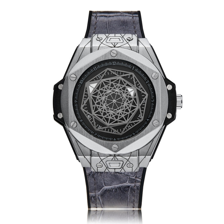 CAGARNY 6868 Geometric Polygon Dial Quartz Dual Movement Watch Men TPU Strap Watch