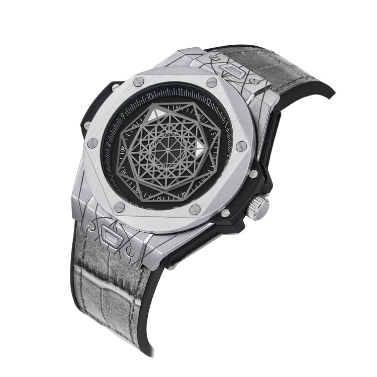 CAGARNY 6868 Geometric Polygon Dial Quartz Dual Movement Watch Men TPU Strap Watch