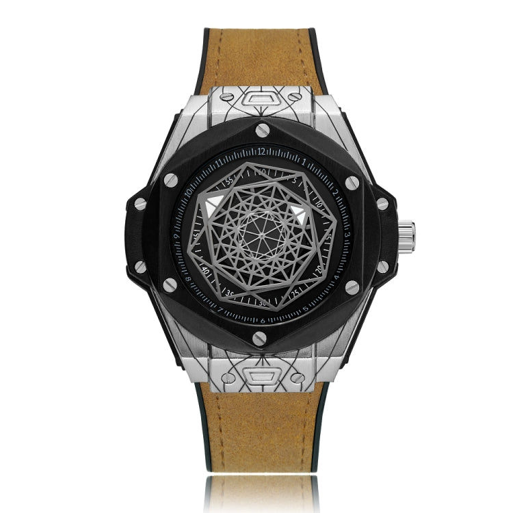 CAGARNY 6868 Geometric Polygon Dial Quartz Dual Movement Watch Men TPU Strap Watch