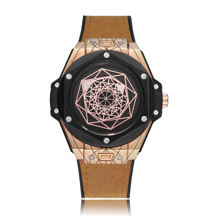 CAGARNY 6868 Geometric Polygon Dial Quartz Dual Movement Watch Men TPU Strap Watch