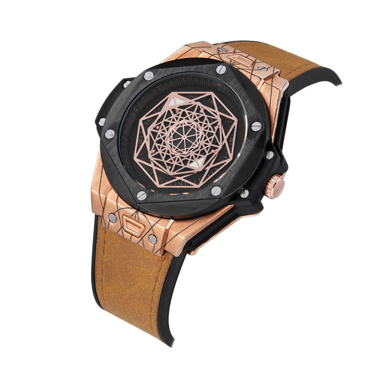 CAGARNY 6868 Geometric Polygon Dial Quartz Dual Movement Watch Men TPU Strap Watch