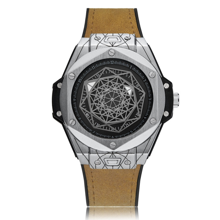 CAGARNY 6868 Geometric Polygon Dial Quartz Dual Movement Watch Men TPU Strap Watch