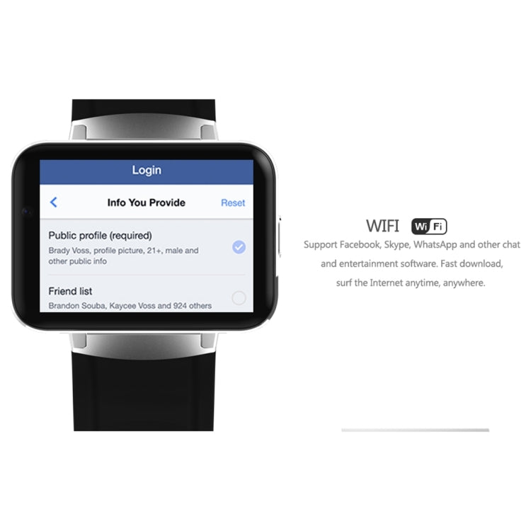 DOMINO DM98 Smart Watch Phone, 512MB + 4GB, 2.2 inch IPS Capacitive Touch Screen MT6572A Dual Core 1.2Ghz Bluetooth 4.0 Smart Watch Phone, Support GSM / WCDMA / WiFi / GPS / BT / Facebook / WhatsApp / Apps From Downloading / Anti-lost(Black)