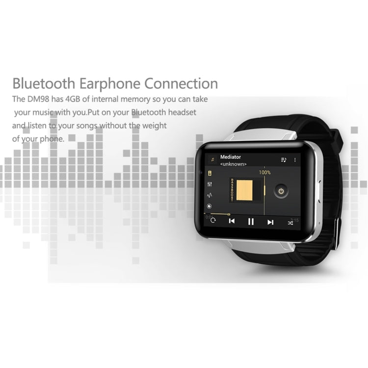 DOMINO DM98 Smart Watch Phone, 512MB + 4GB, 2.2 inch IPS Capacitive Touch Screen MT6572A Dual Core 1.2Ghz Bluetooth 4.0 Smart Watch Phone, Support GSM / WCDMA / WiFi / GPS / BT / Facebook / WhatsApp / Apps From Downloading / Anti-lost(Black)