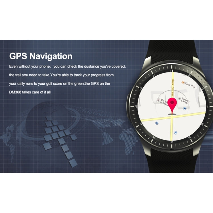 DOMINO DM368 Smart Watch Phone, 512MB + 8GB, 1.39 inch AMOLED Display Capacitive Touch Screen MTK6580 Quad Core 1.3Ghz Bluetooth 4.0 Smart Watch Phone, Support GSM / WCDMA / WiFi / GPS / BT / Facebook / Whatapp / Apps From Downloading / Anti-lost
