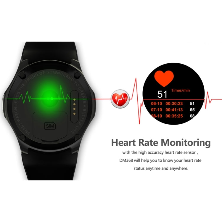 DOMINO DM368 Smart Watch Phone, 512MB + 8GB, 1.39 inch AMOLED Display Capacitive Touch Screen MTK6580 Quad Core 1.3Ghz Bluetooth 4.0 Smart Watch Phone, Support GSM / WCDMA / WiFi / GPS / BT / Facebook / Whatapp / Apps From Downloading / Anti-lost