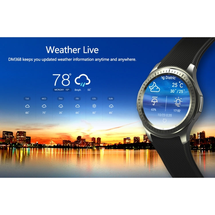 DOMINO DM368 Smart Watch Phone, 512MB + 8GB, 1.39 inch AMOLED Display Capacitive Touch Screen MTK6580 Quad Core 1.3Ghz Bluetooth 4.0 Smart Watch Phone, Support GSM / WCDMA / WiFi / GPS / BT / Facebook / Whatapp / Apps From Downloading / Anti-lost
