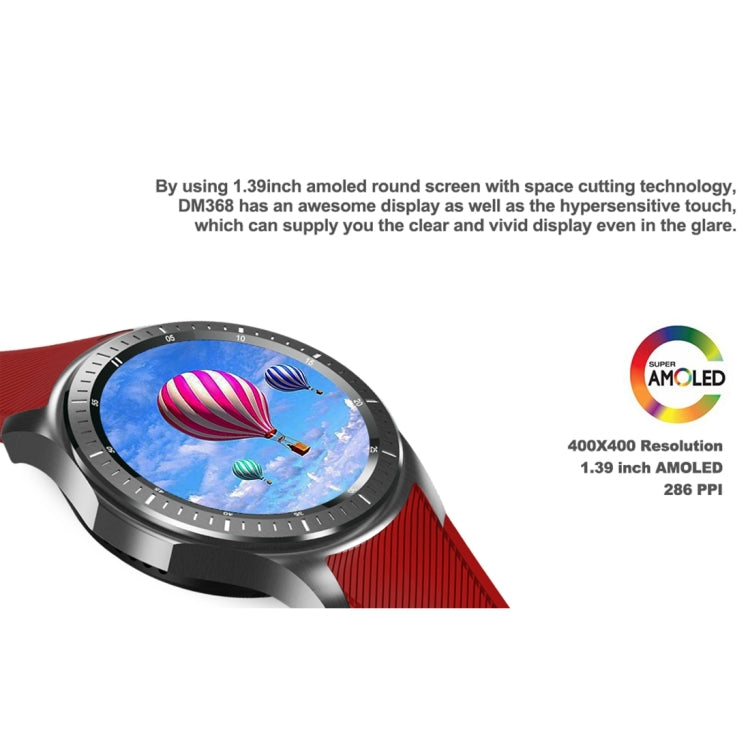 DOMINO DM368 Smart Watch Phone, 512MB + 8GB, 1.39 inch AMOLED Display Capacitive Touch Screen MTK6580 Quad Core 1.3Ghz Bluetooth 4.0 Smart Watch Phone, Support GSM / WCDMA / WiFi / GPS / BT / Facebook / Whatapp / Apps From Downloading / Anti-lost