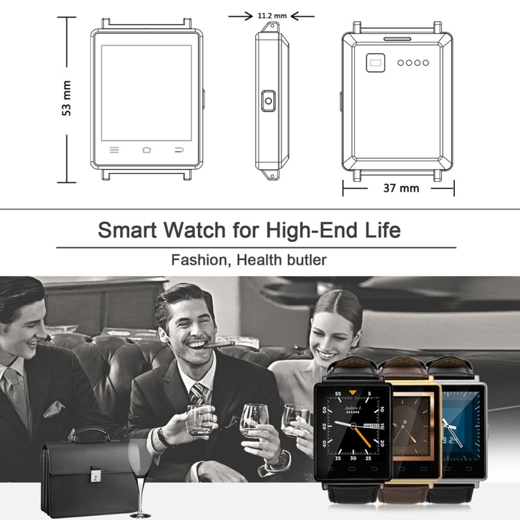 DTNO.1 D6 Smart Watch Phone, 1GB+8GB, 1.63 inch Android 5.1 MTK6580 Quad Core 1.3GHz, Network: 3G, Support Heart Rate Monitor & Pedometer & GPS & WiFi & Bluetooth & FM radio & Recording &  Barometer & Stopwatch(Gold)