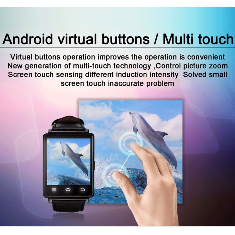 DTNO.1 D6 Smart Watch Phone, 1GB+8GB, 1.63 inch Android 5.1 MTK6580 Quad Core 1.3GHz, Network: 3G, Support Heart Rate Monitor & Pedometer & GPS & WiFi & Bluetooth & FM radio & Recording &  Barometer & Stopwatch(Gold)