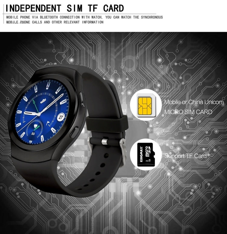 DTNO.1 G3 Smart Watch Phone, 64MB+128MB, 1.3 inch Linkit MTK2502C, Network: 2G, Support Heart Rate Monitor & Pedometer & Bluetooth & Sleep Monitor & Sedentary Reminder & Stopwatch(Black)