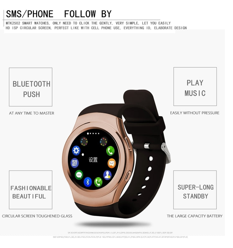 DTNO.1 G3 Smart Watch Phone, 64MB+128MB, 1.3 inch Linkit MTK2502C, Network: 2G, Support Heart Rate Monitor & Pedometer & Bluetooth & Sleep Monitor & Sedentary Reminder & Stopwatch(Black)