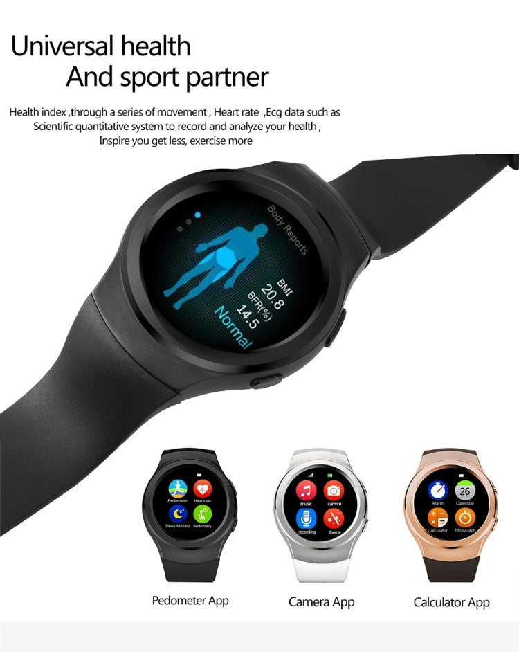 DTNO.1 G3 Smart Watch Phone, 64MB+128MB, 1.3 inch Linkit MTK2502C, Network: 2G, Support Heart Rate Monitor & Pedometer & Bluetooth & Sleep Monitor & Sedentary Reminder & Stopwatch(Black)