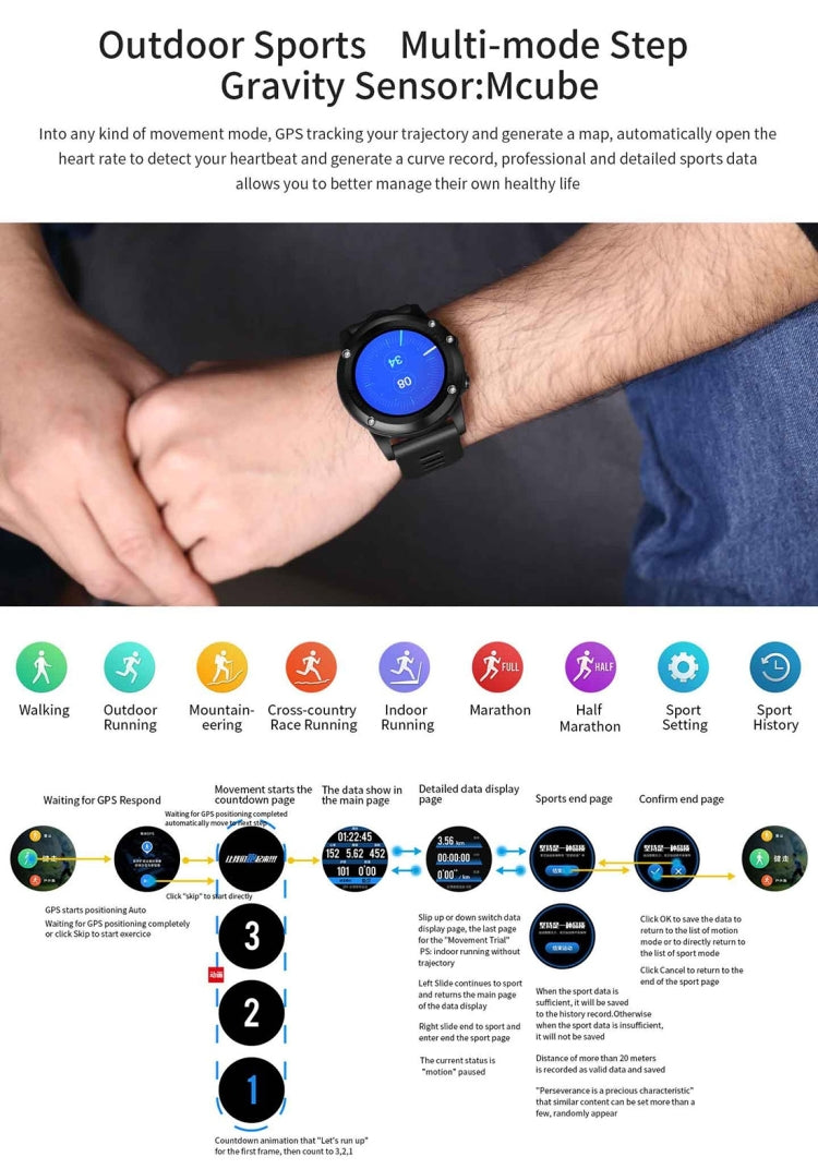 DTNO.1 H1 Smart Watch Phone, 512MB+4GB, 5MP Camera, IP68 Waterproof, 1.39 inch Android 4.4 MTK6572 Dual Core 1.0GHz, Network: 3G, Support Heart Rate Monitor & Pedometer & GPS & WiFi & Bluetooth & Sleep Monitor & Sedentary Reminder