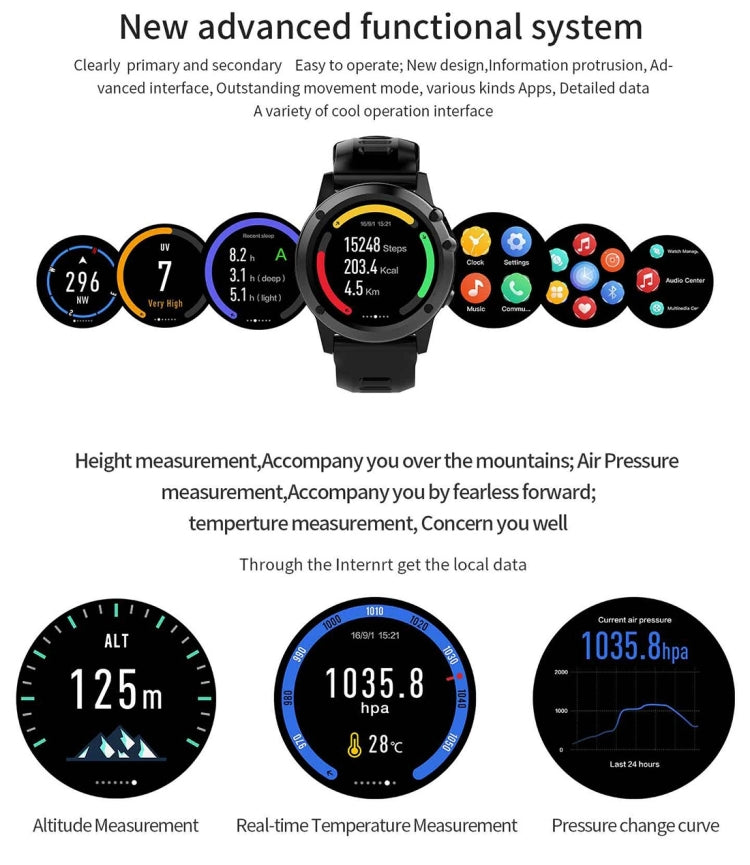 DTNO.1 H1 Smart Watch Phone, 512MB+4GB, 5MP Camera, IP68 Waterproof, 1.39 inch Android 4.4 MTK6572 Dual Core 1.0GHz, Network: 3G, Support Heart Rate Monitor & Pedometer & GPS & WiFi & Bluetooth & Sleep Monitor & Sedentary Reminder