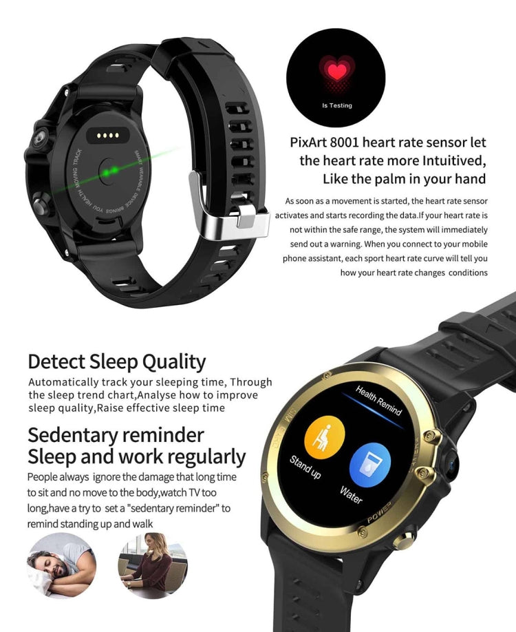 DTNO.1 H1 Smart Watch Phone, 512MB+4GB, 5MP Camera, IP68 Waterproof, 1.39 inch Android 4.4 MTK6572 Dual Core 1.0GHz, Network: 3G, Support Heart Rate Monitor & Pedometer & GPS & WiFi & Bluetooth & Sleep Monitor & Sedentary Reminder