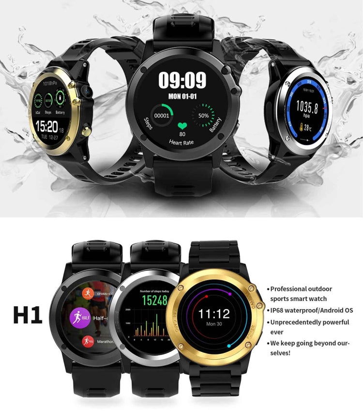 DTNO.1 H1 Smart Watch Phone, 512MB+4GB, 5MP Camera, IP68 Waterproof, 1.39 inch Android 4.4 MTK6572 Dual Core 1.0GHz, Network: 3G, Support Heart Rate Monitor & Pedometer & GPS & WiFi & Bluetooth & Sleep Monitor & Sedentary Reminder