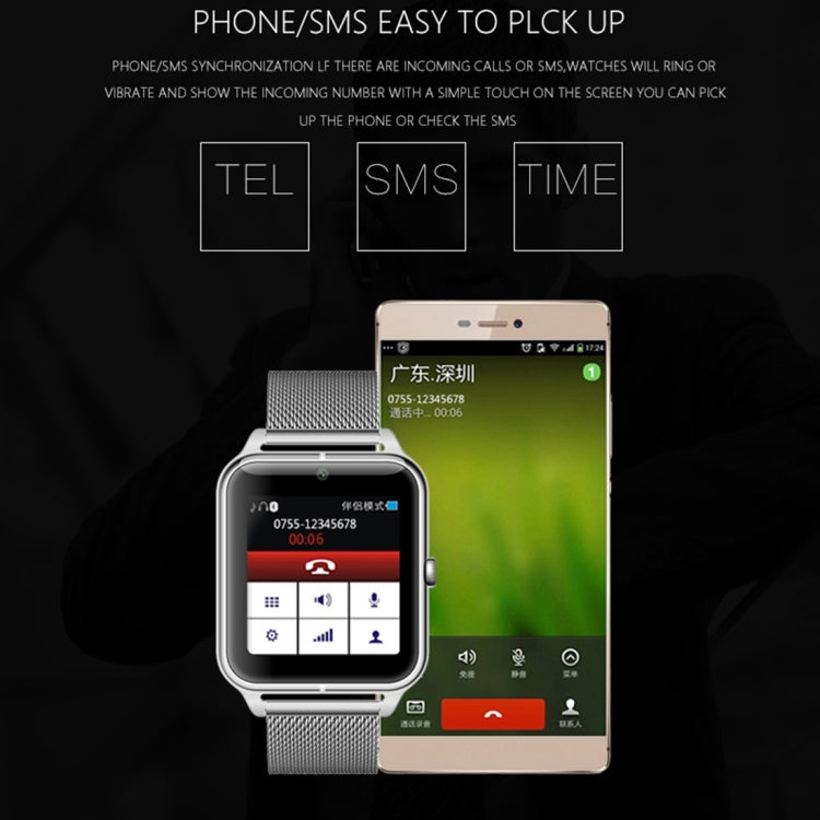 Z50 Smart Watch Phone, 1.54 inch IPS Touch Screen, Support SIM Card & TF Card, Bluetooth, GSM, 0.3MP Camera, Pedometer, Sedentary Alarm, Sleep Monitor, GPS, Remote Camera, Anti-lost Function