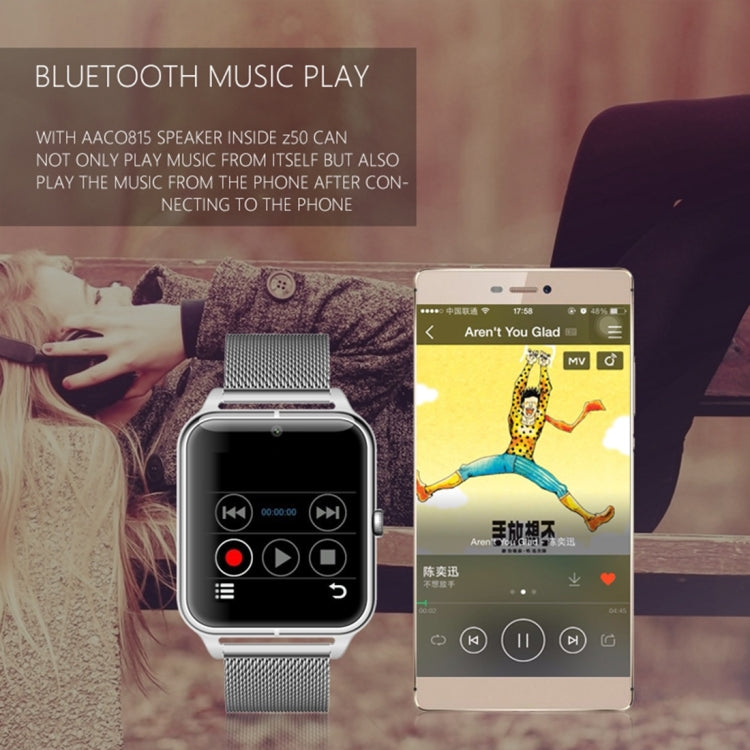 Z50 Smart Watch Phone, 1.54 inch IPS Touch Screen, Support SIM Card & TF Card, Bluetooth, GSM, 0.3MP Camera, Pedometer, Sedentary Alarm, Sleep Monitor, GPS, Remote Camera, Anti-lost Function