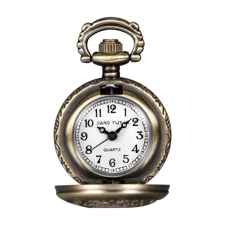 JIANGYUYAN Round Dial Bronze Pattern Retro Key Wishing Bottle Adornment Quartz Pocket Watch with Alloy Chain
