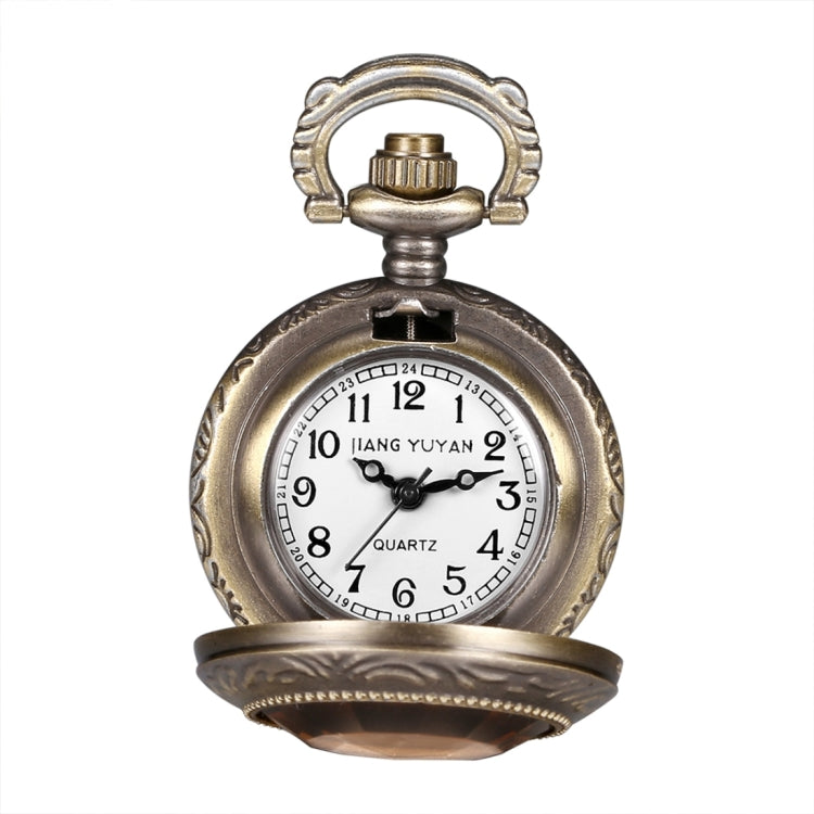 JIANGYUYAN Round Dial Bronze Pattern Retro Peter Rabbit Header Wishing Bottle Pearls Quartz Pocket Watch with Alloy Chain