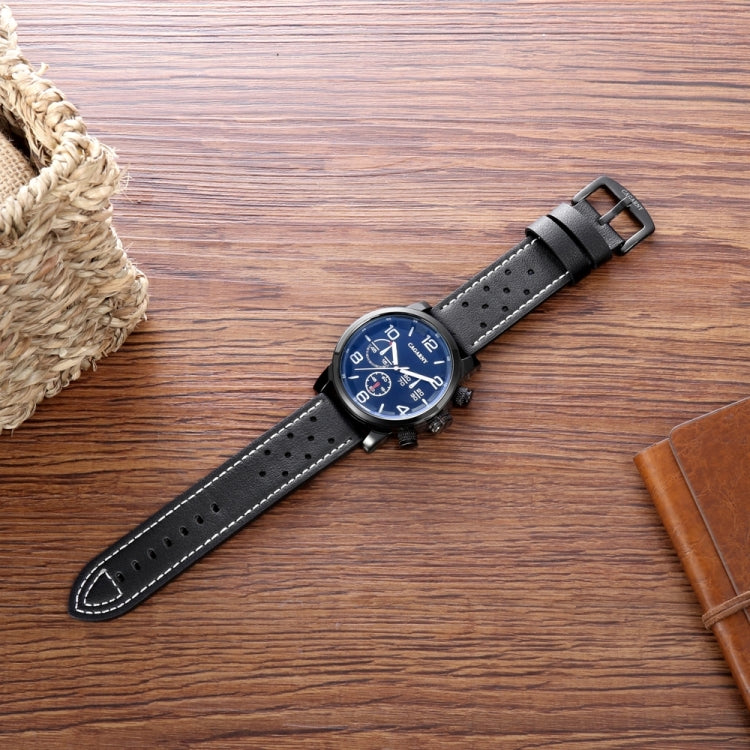 CAGARNY 6829 Life Waterproof Round Dial Alloy Case Fashion Men Quartz Watch with PU Leather Band
