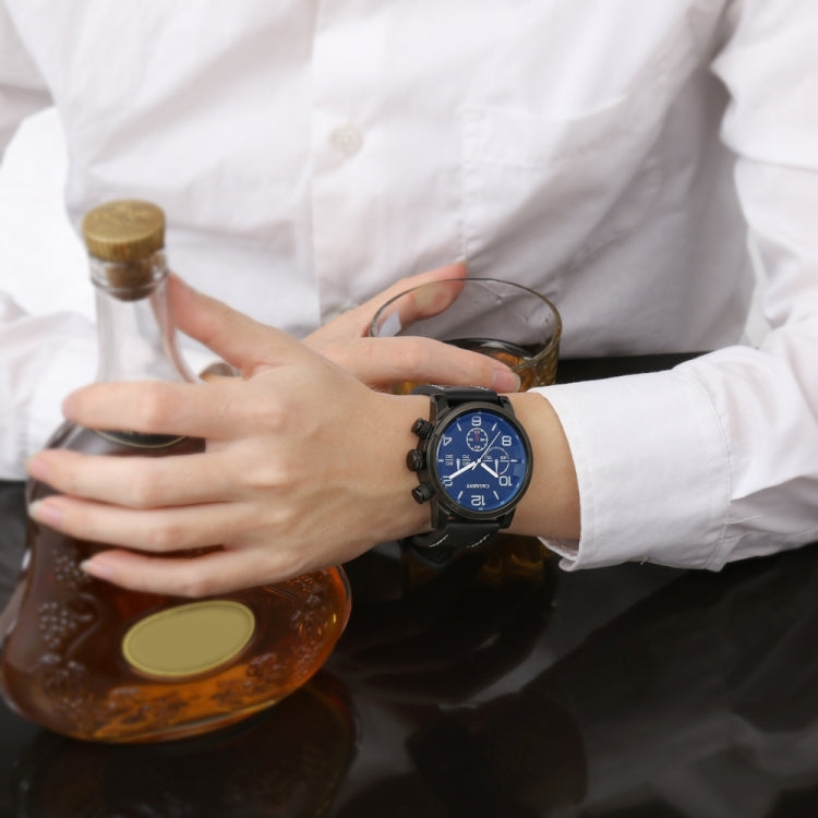 CAGARNY 6829 Life Waterproof Round Dial Alloy Case Fashion Men Quartz Watch with PU Leather Band