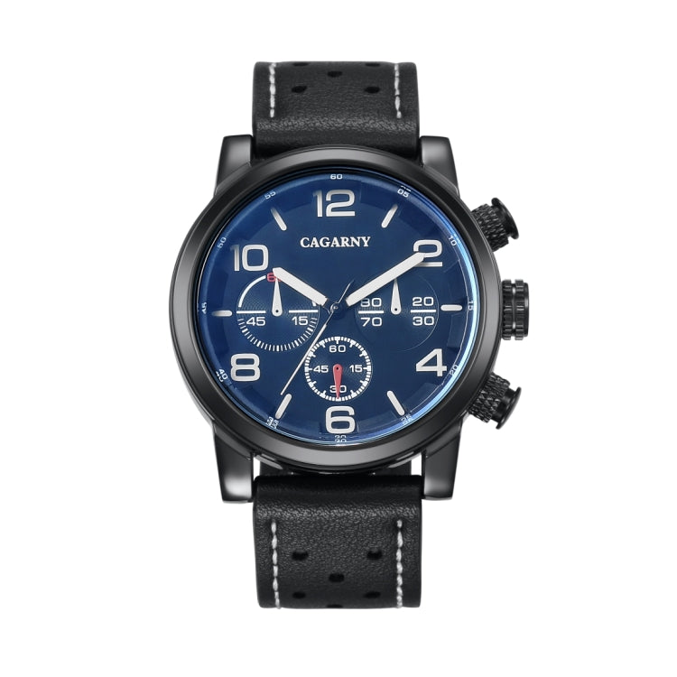 CAGARNY 6829 Life Waterproof Round Dial Alloy Case Fashion Men Quartz Watch with PU Leather Band