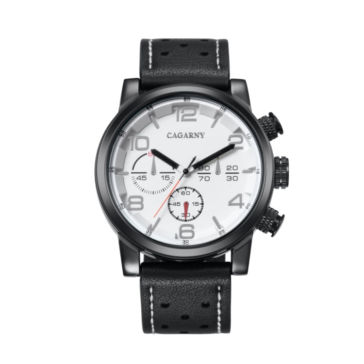 CAGARNY 6829 Life Waterproof Round Dial Alloy Case Fashion Men Quartz Watch with PU Leather Band