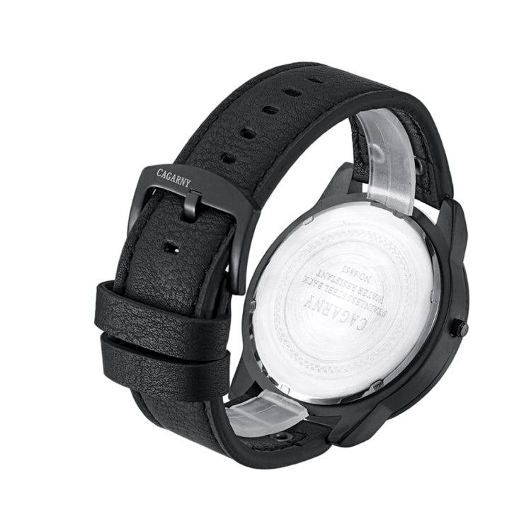 CAGARNY 6852 Fashion Waterproof Dual Quartz Movement Wrist Watch with Leather Band