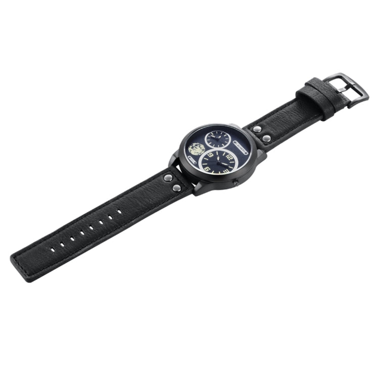 CAGARNY 6852 Fashion Waterproof Dual Quartz Movement Wrist Watch with Leather Band