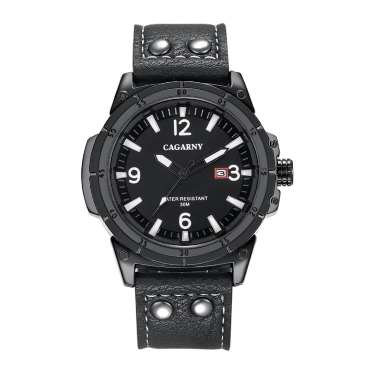CAGARNY 6853 Fashion Waterproof Quartz Movement Wrist Watch with Leather Band