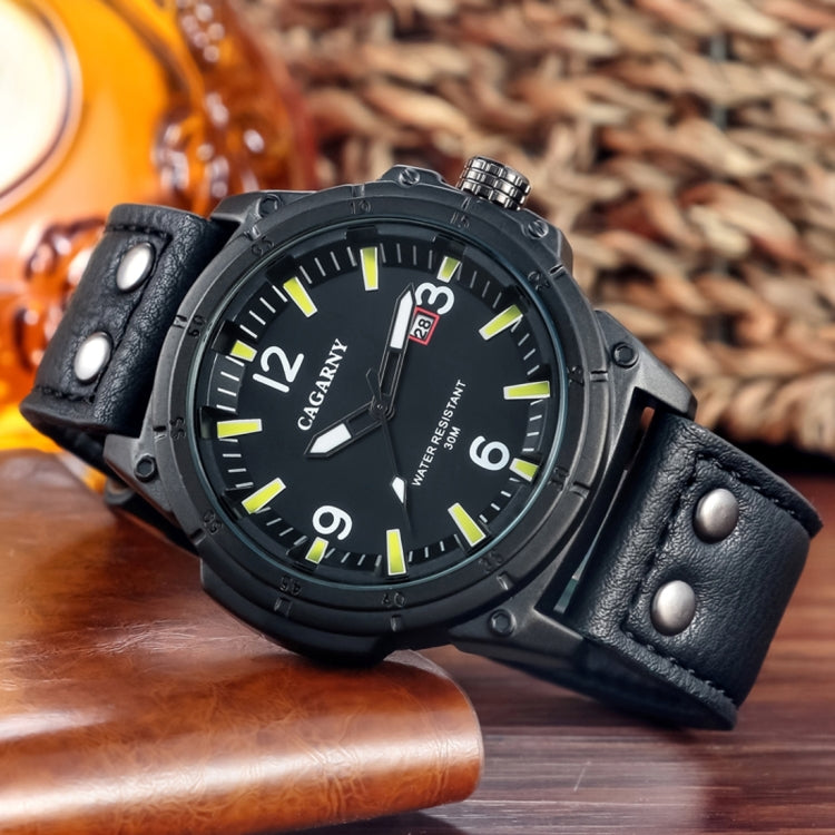 CAGARNY 6853 Fashion Waterproof Quartz Movement Wrist Watch with Leather Band