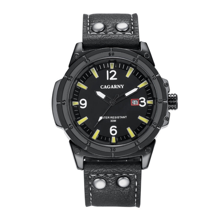 CAGARNY 6853 Fashion Waterproof Quartz Movement Wrist Watch with Leather Band