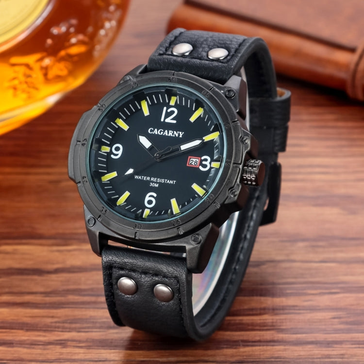 CAGARNY 6853 Fashion Waterproof Quartz Movement Wrist Watch with Leather Band