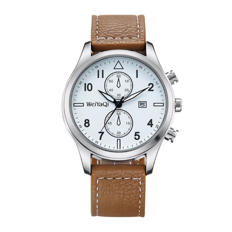 WeiYaQi 89018 Fashion Quartz Movement Wrist Watch with Leather Band (Brown)
