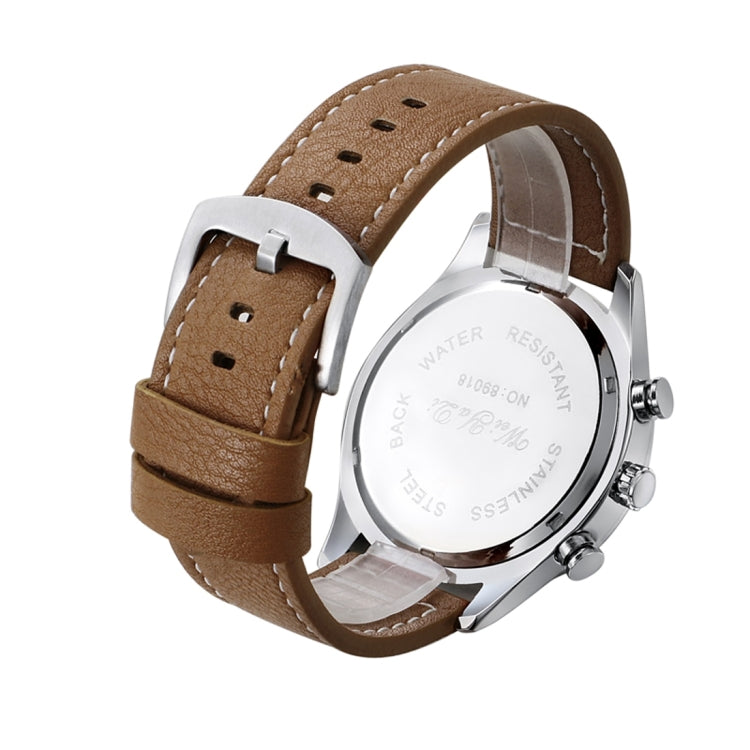 WeiYaQi 89018 Fashion Quartz Movement Wrist Watch with Leather Band (Brown)