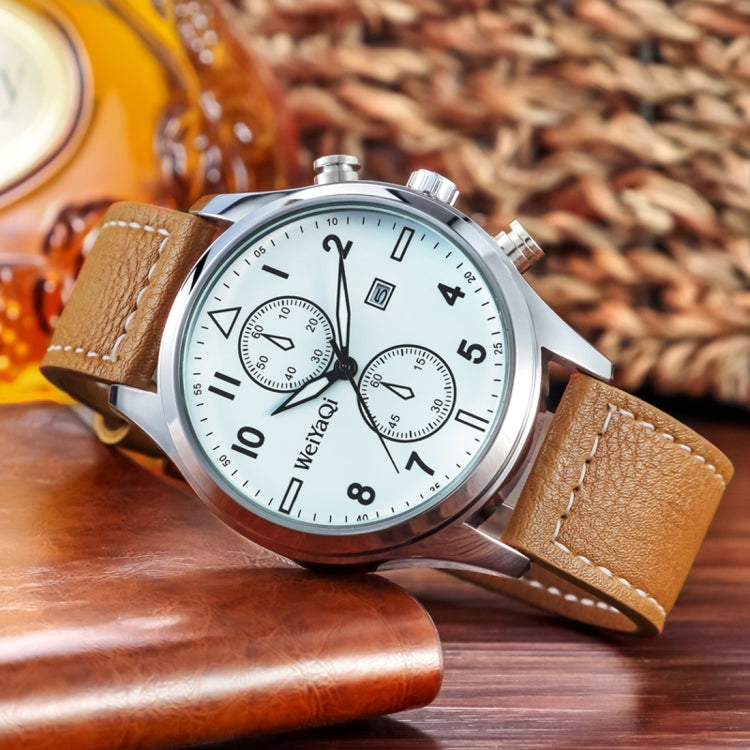 WeiYaQi 89018 Fashion Quartz Movement Wrist Watch with Leather Band (Brown)