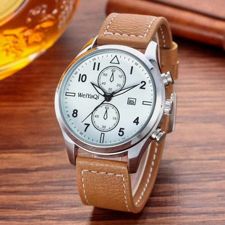 WeiYaQi 89018 Fashion Quartz Movement Wrist Watch with Leather Band (Brown)