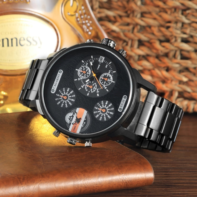 CAGARNY 6836 Fashion Waterproof Dual Quartz Movement Wrist Watch with Stainless Steel Band(Orange)