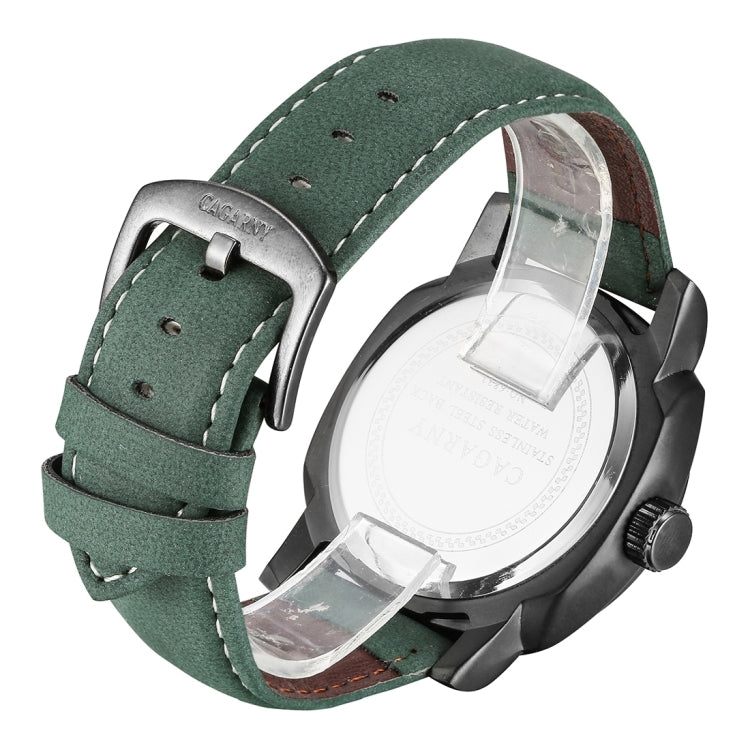 CAGARNY 6833 Fashionable Concise Three Needles Quartz Wrist Watch with Leather Band & 24-hour Indication & Calendar Function for Couples