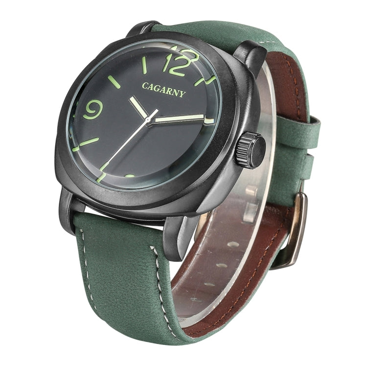 CAGARNY 6833 Fashionable Concise Three Needles Quartz Wrist Watch with Leather Band & 24-hour Indication & Calendar Function for Couples
