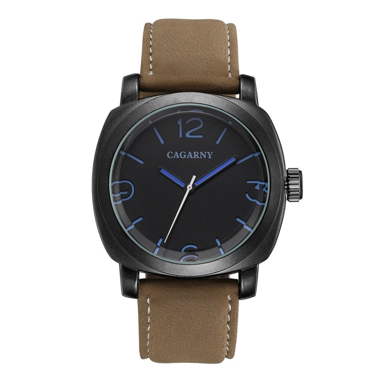 CAGARNY 6833 Fashionable Concise Three Needles Quartz Wrist Watch with Leather Band & 24-hour Indication & Calendar Function for Couples