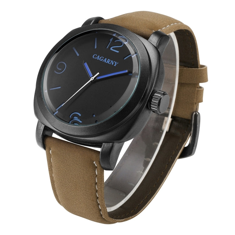 CAGARNY 6833 Fashionable Concise Three Needles Quartz Wrist Watch with Leather Band & 24-hour Indication & Calendar Function for Couples