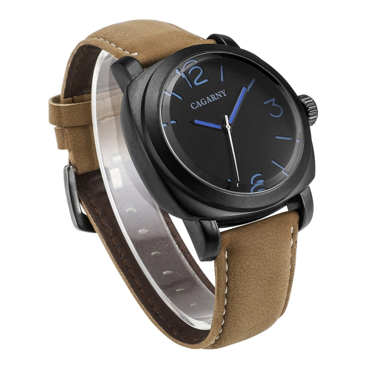 CAGARNY 6833 Fashionable Concise Three Needles Quartz Wrist Watch with Leather Band & 24-hour Indication & Calendar Function for Couples